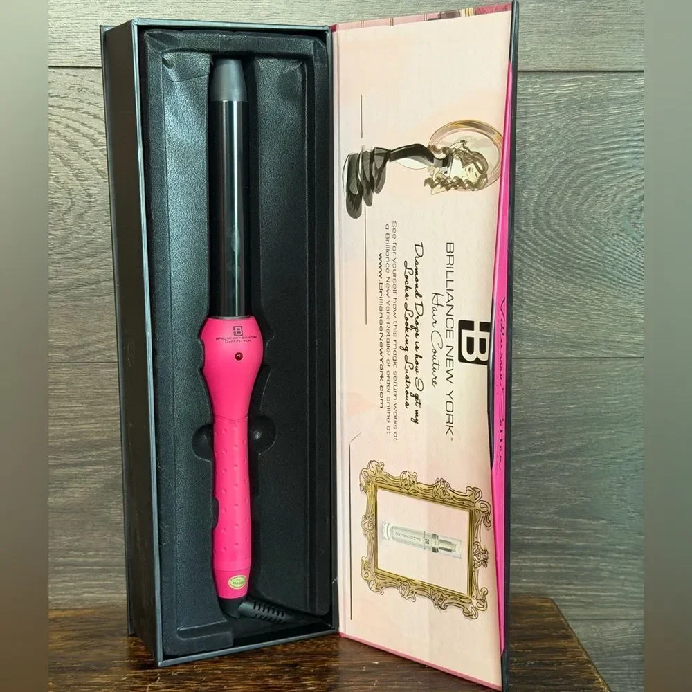 Brilliance New York 1” Pink Volume Setter Curling Wand NEW in Box